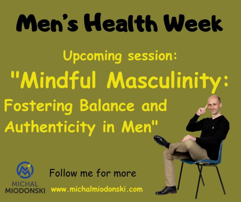Coach and mentor for men - Michal Miodonski invitin to "Mindful masculinity" training to teach about mindset and mindful manhood.